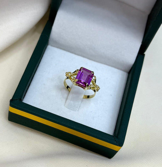 18k Gold Amethyst Statement Ring – One of a Kind